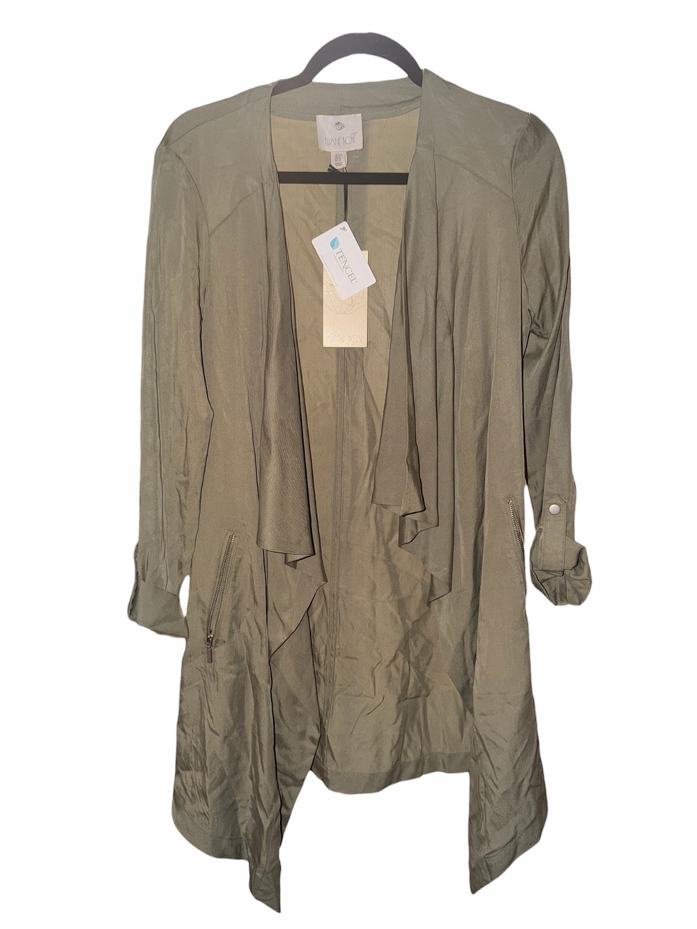 Eliane Rose Women’s Olive Green Lightweight Duster Tencel Jacket NWT
